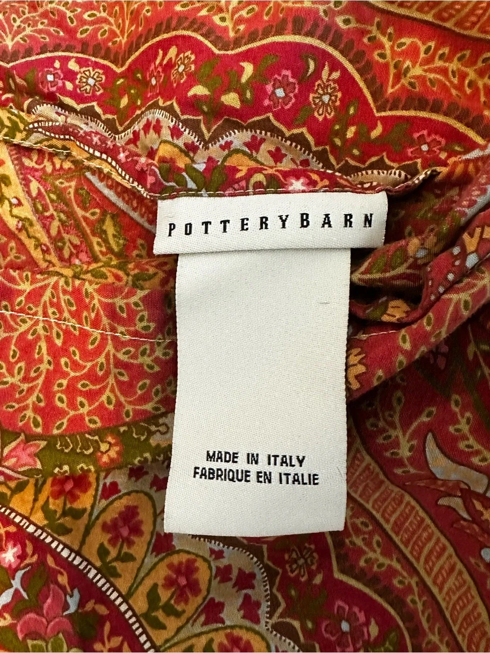 Pottery Barn Euro Pillow Sham Decorative Paisley Rust Orange Boho 30x28